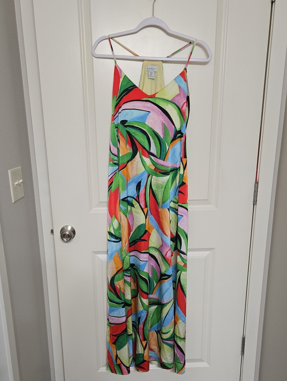 Nicole Miller Multicolor Abstract Leaf-Print Maxi Dress